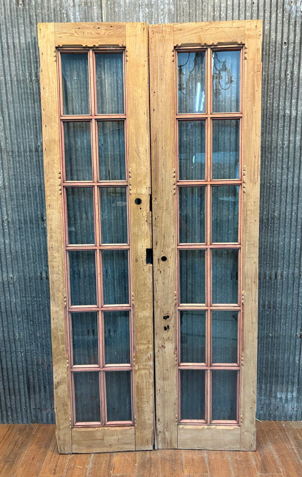 Pair of 12-Pane Heart Pine Doors GA21539