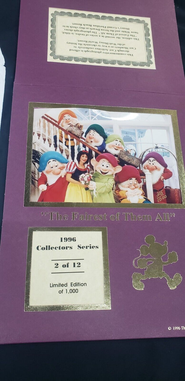 1996 Walt Disney World Collector Series Limited Edition Photos Set of 9 GA9513