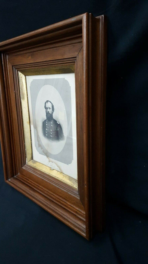 Engraved Photo of U.S. Civil War General Quincy Gillmore Walnut Shadow Box Frame