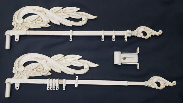 Pair of Art Nouveau Swing Out Adjustable Curtain Drapery Rods with Bracket
