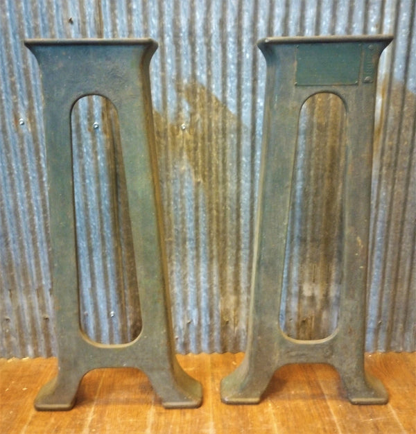 Pair of Manning Maxwell & Moore Cast Iron Machine Legs 29 1/4" T x 14 1/4" W GA-S065