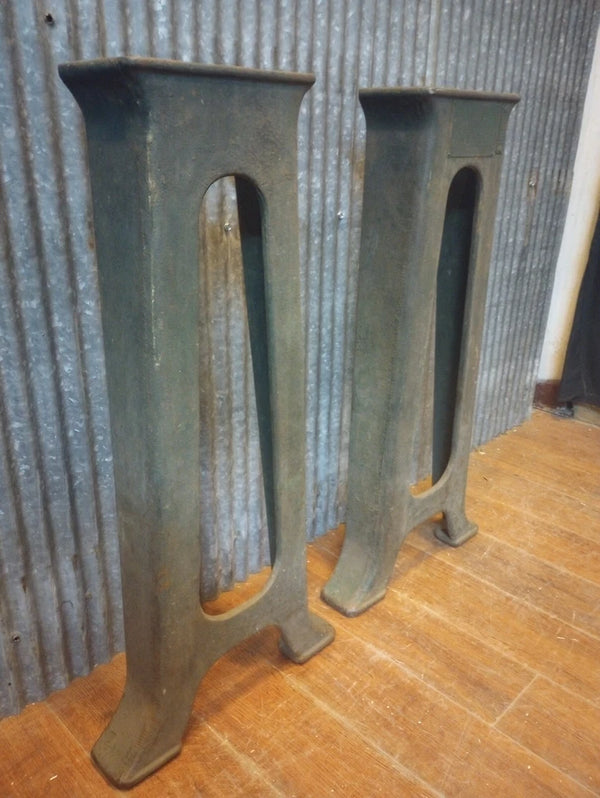 Pair of Manning Maxwell & Moore Cast Iron Machine Legs 29 1/4" T x 14 1/4" W GA-S065