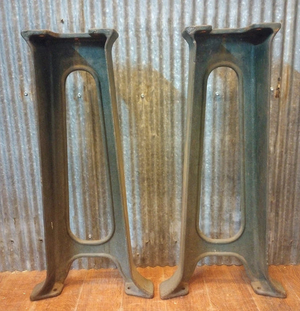 Pair of Manning Maxwell & Moore Cast Iron Machine Legs 29 1/4" T x 14 1/4" W GA-S065