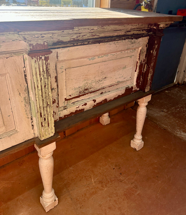 Rustic Custom-Built Cabinet/Counter Table w/ Heart Pine Top GA20719