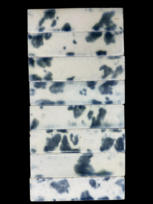Early 20th Century C. Pardee 4.25" x 1" Blue Mottled Fireplace Tile Set GA20857