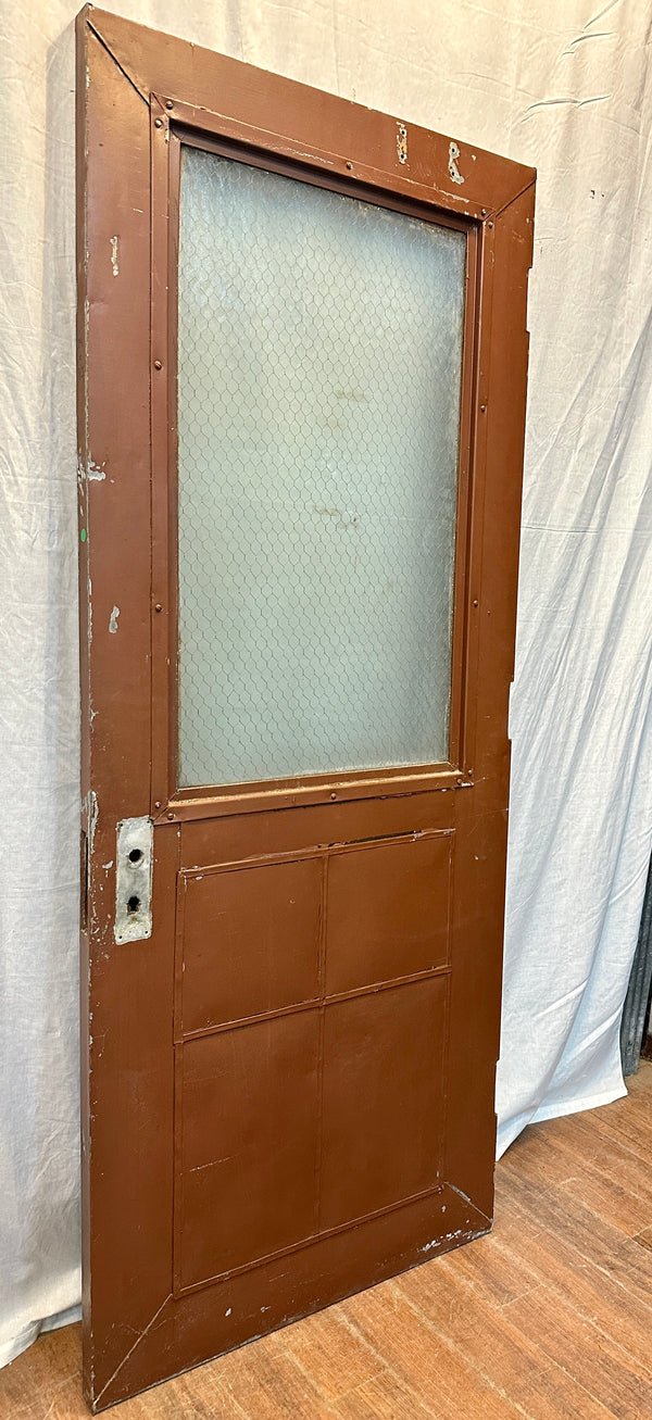 1-Pane Steel-Clad Patchwork Door w/ Striated Chicken Wire Glass GA20562