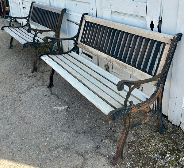 Vintage Cast Iron & Wood Park Benches - 2 Available - GA20854