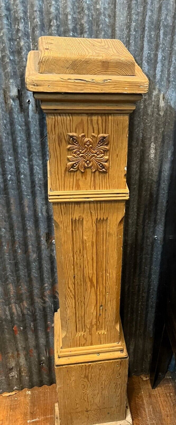 Restored Ornately Carved Wooden Newel Post with Fluted Panels 43"x 9" GA10111