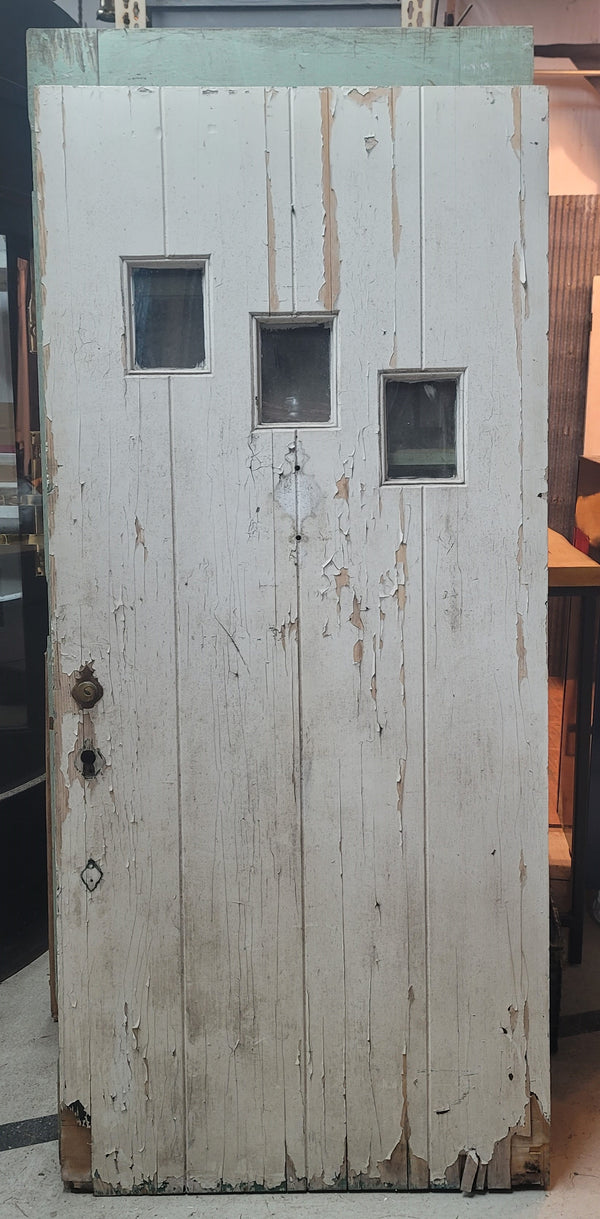 Wood Exterior Door with Top Glass Panes w/ Hardware 79" x 36" x 1 3/4" GS00849