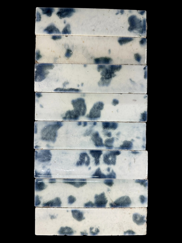 Early 20th Century C. Pardee 4.25" x 1" Blue Mottled Fireplace Tile Set GA20857
