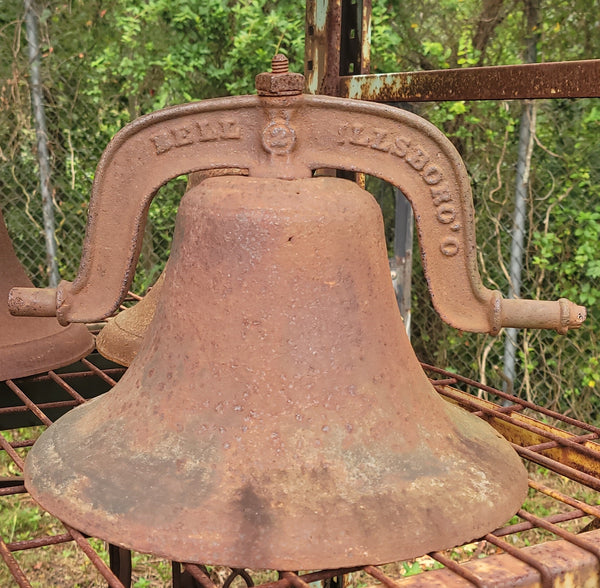 Vintage C.S. Bell Hillsboro OH #2 Cast Iron Bell w/ Top Yoke 16" x 10" GS00698