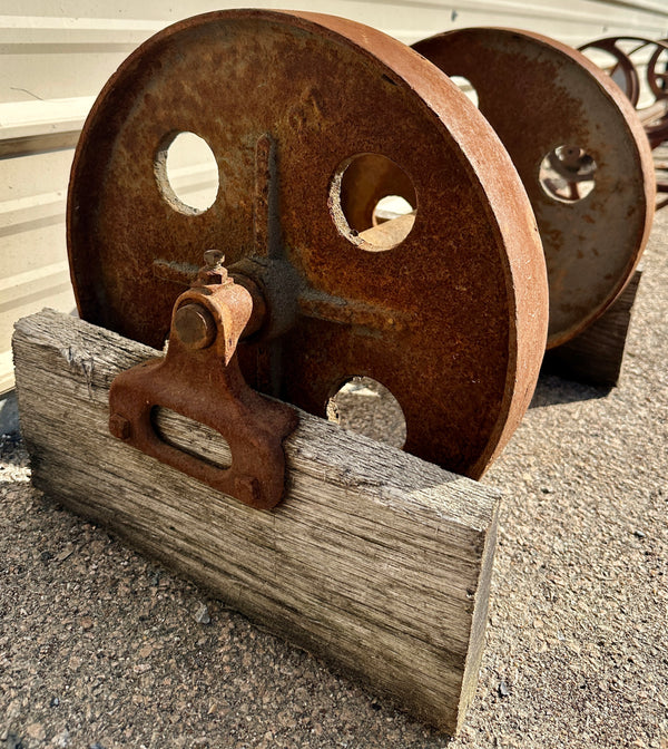 Pair of Industrial Cast Iron Cart Wheels GA20914