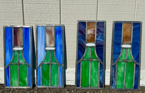 Set of 4 Custom-Made Stained Slag Glass Window Panels GA20704