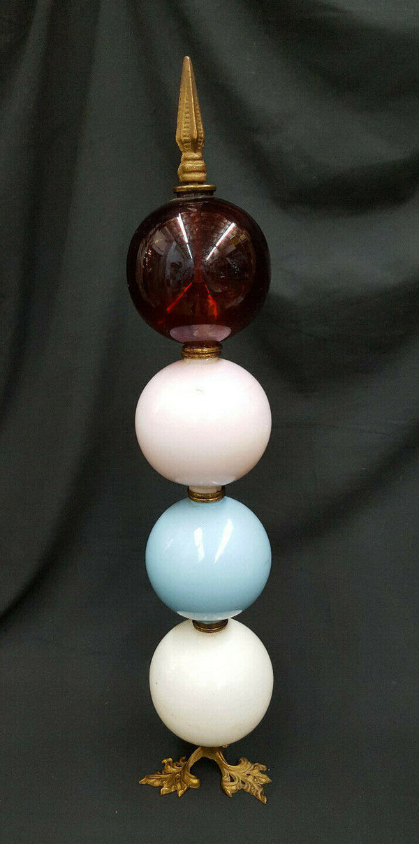 Vintage Art Work w/ Glass Lightening Rod Balls Brass Feet & Top Finial GS00754