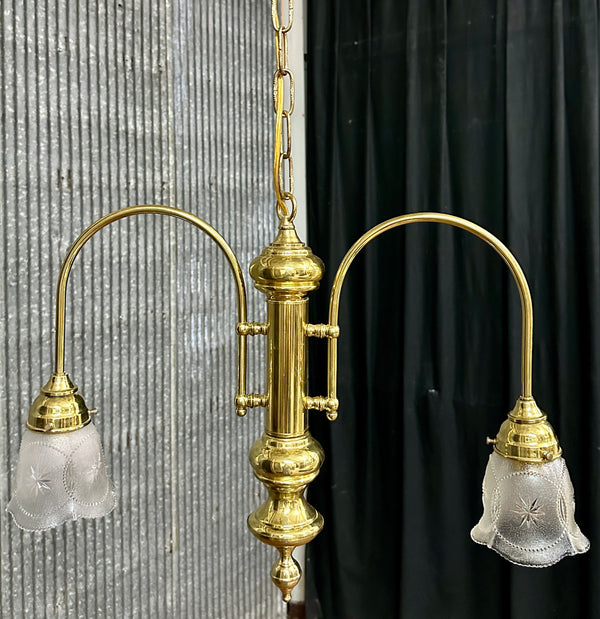 Vintage Brass 2-Arm Chandelier - 14" T x 18" W - GA21030