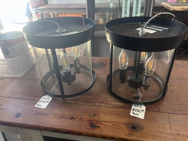 Pair of Metal Round Flush Mount Pendant Lights GS010979