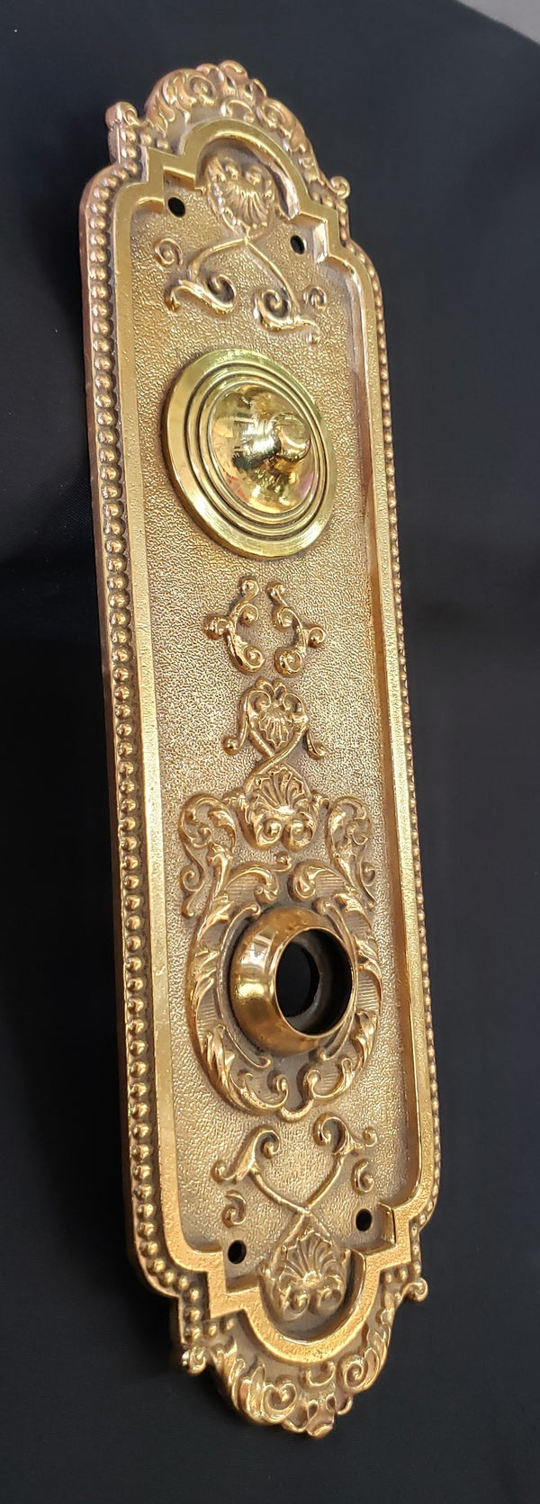 Restored Ornate Victorian Solid Brass Doorknob Backplate GA291