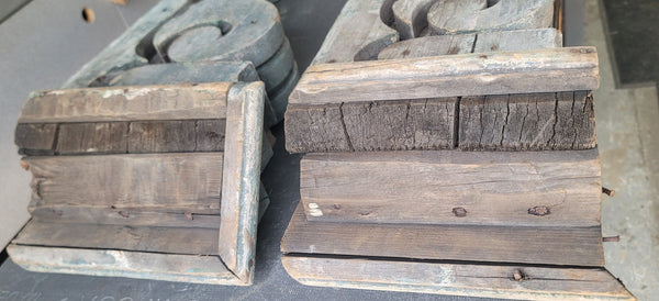 Pair of Large 3 Layer Wooden Corbels 24 1/2" x 10" x 5" GS01050