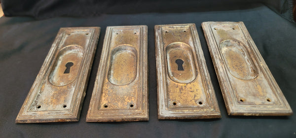 Set of 4 Rectangular Pocket Door Escutcheon Plates 6 7/8" x 2 1/2" GS01058