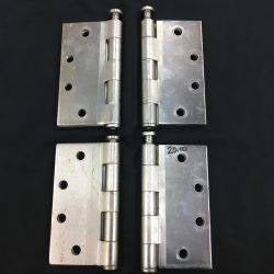 2 Pairs of Large Chrome Plated Steel Hinges. 4 1/2" x 4 1/2" GA22777