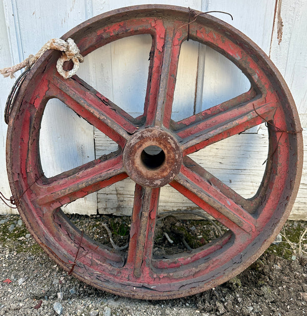 Pair of Industrial Cast Iron Pulley Wheels GA20939