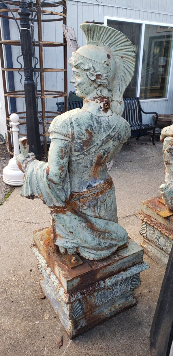 Cast Iron Custom Made Man & Woman Trojan Soldiers on Pedestals GS00747