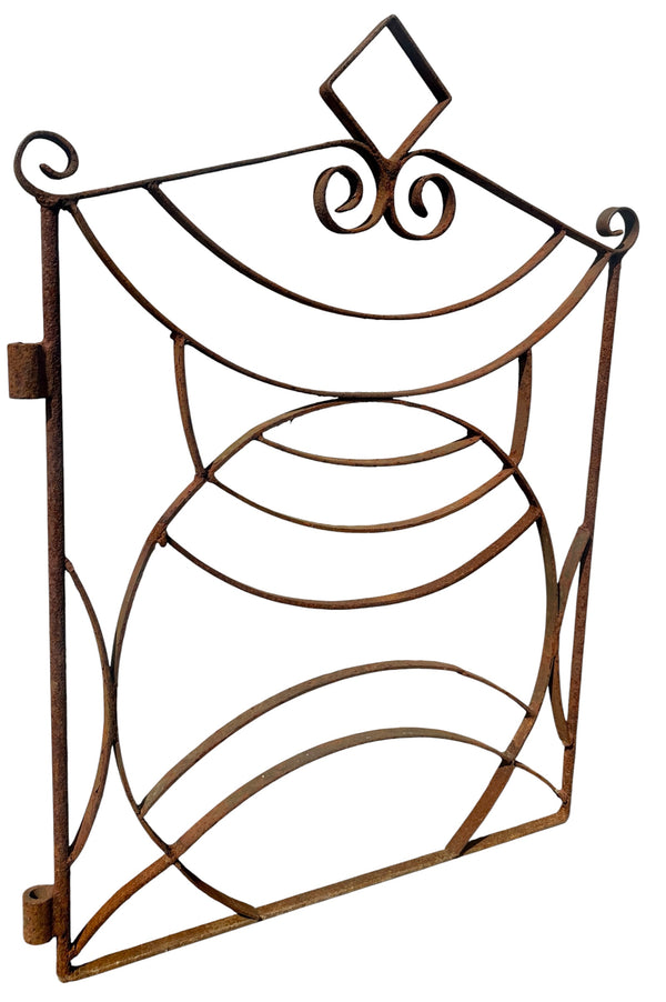 Antique Wrought Iron Art Deco Style Garden Gate - 28.5" W x 40.5" T - GA20970