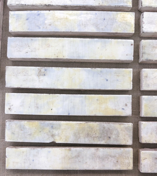 82 Vintage 6" x1" Mottled Glazed "Pencil" Fireplace Tiles GS010944