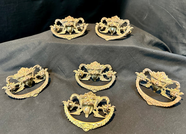 Set of 6 Antique Brass Drawer Pulls GA20406