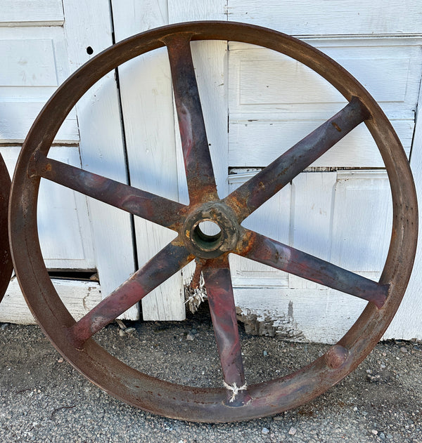 Pair of Industrial Cast Iron Pulley Wheels GA20931