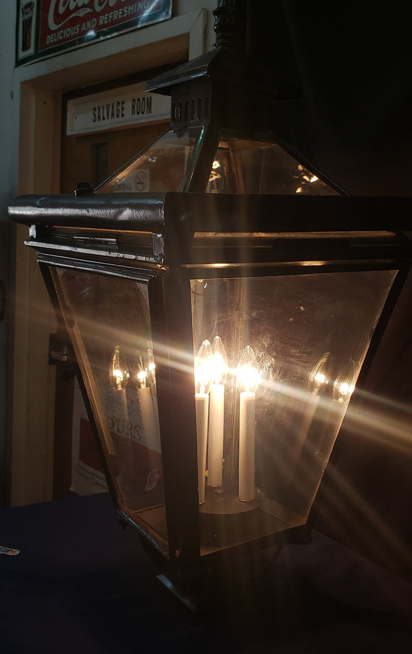 Vintage Glass & Metal Pole Top Lantern Lamp 37" x 17 1/2" GS01011