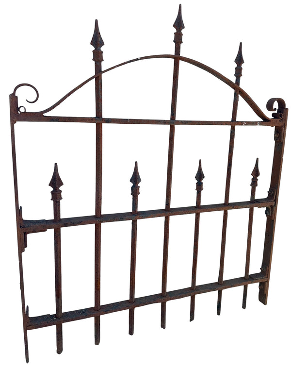 Antique Wrought Iron Garden Gate w/ Arrow Finials - 33" W x 39" T - GA21018