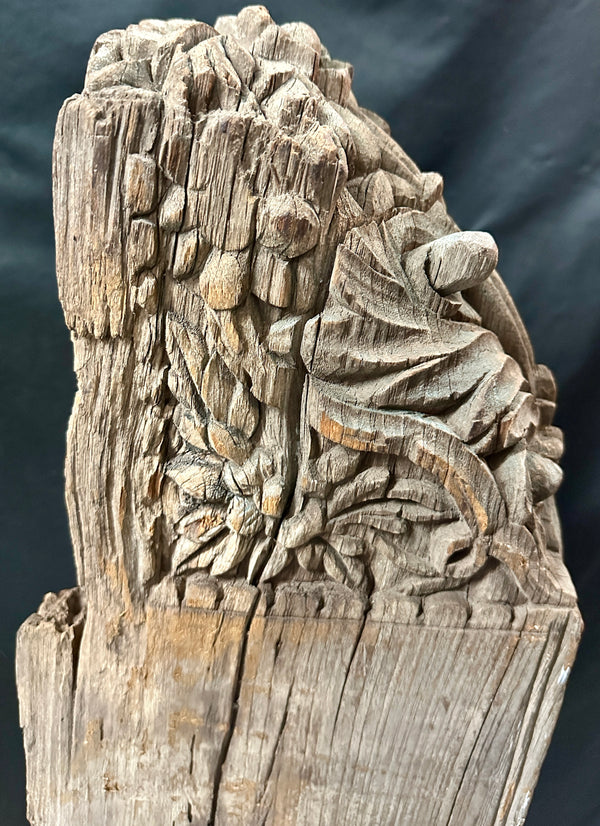 Antique Primitive Hand-Carved White Oak Newel Post Pair GA20529