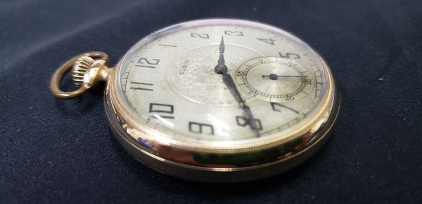 1929 Elgin 10K Gold Filled 7 Ruby Jewel Pocket Watch with 2 Tone Champagne Dial