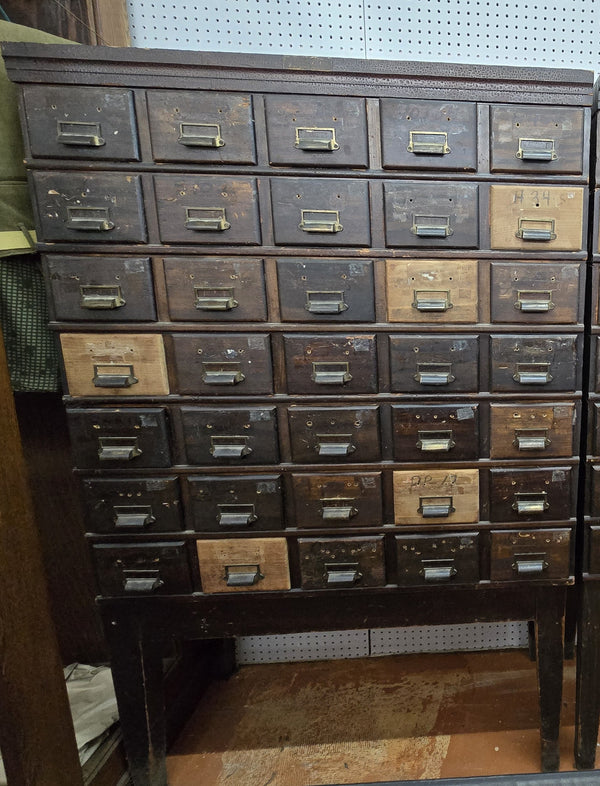 35 Drawer Catalog Bin Cabinet w/ Brass Hardware 47" x 67" x 18" GS00878