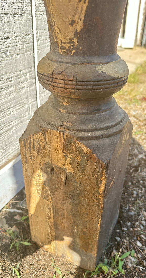 Heart Pine Wood Turned Newel Post w/ Ball Top GA20416