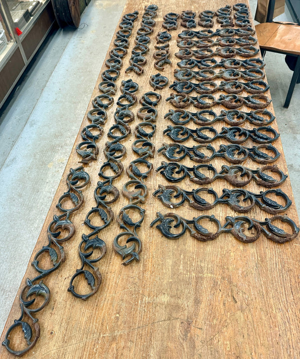 Lot of 35 Linear Ft. Ornate Cast Iron Fence Pieces GA20700