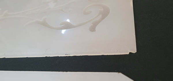 Pair of Victorian White Cased Etched Glass Panels 9 5/8" x 24" GS00785