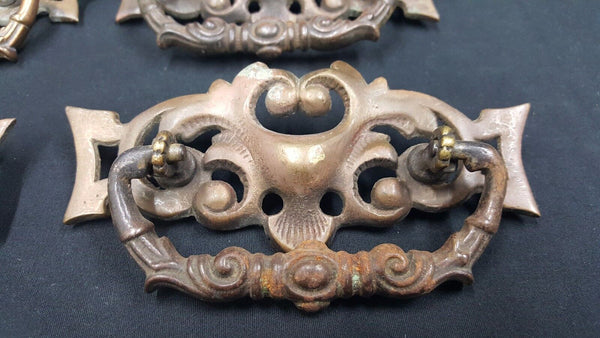 Architectural Salvage Wide Scroll & Heart Design Drawer Pull Handles Set of 4