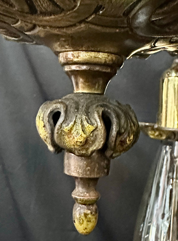 Restored Art Nouveau Brass 5-Light Chandelier GA20363