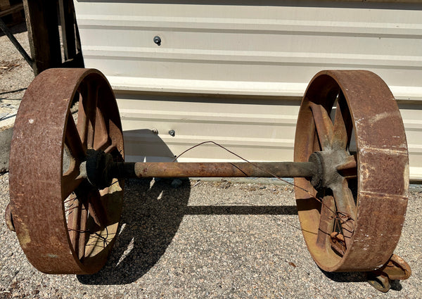 Pair of Industrial Cast Iron Cart Wheels GA20944