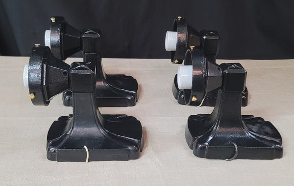 Set of 4 Restored Art Deco Cast Iron Exterior Sconces 7 1/2" T x 4 3/4" GS010918
