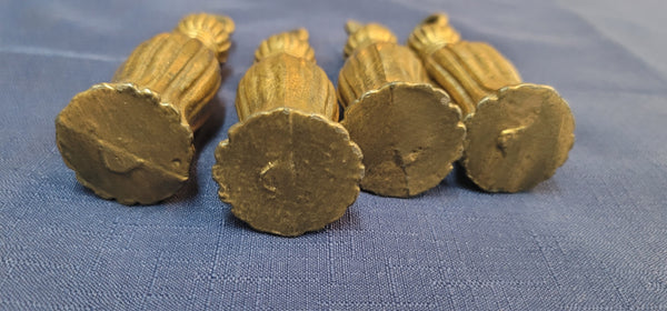 Vintage Set of 4 Brass Drapery Finial Tassel Weights 5" Tall GS00641