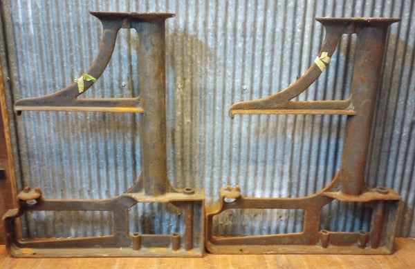 Pair of Cast Iron Factory Machine Legs 31 3/4" Tall x 26 3/8 " Wide GA-S072