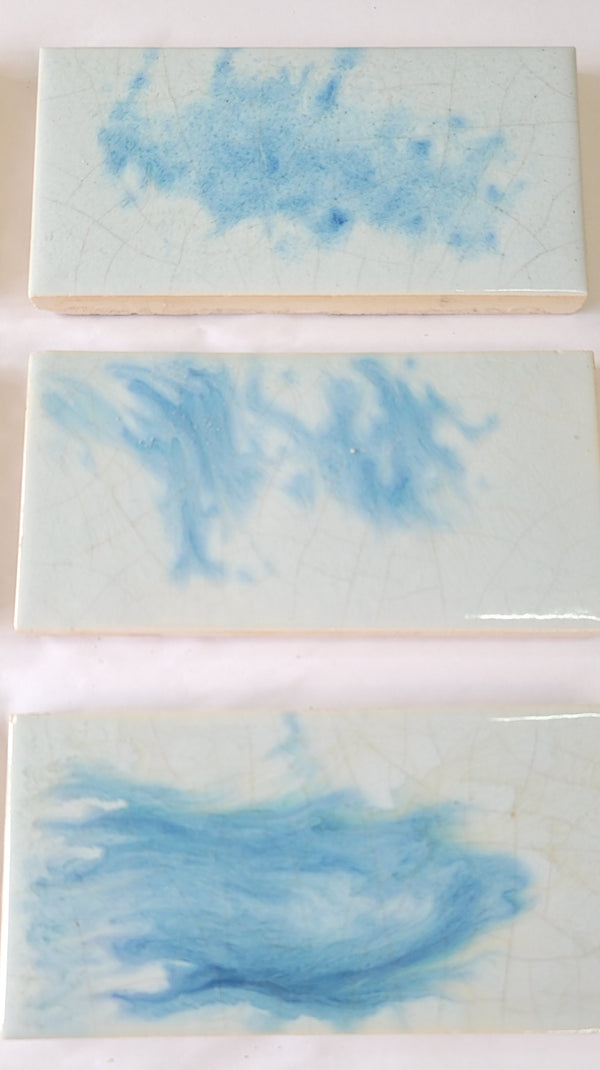 Vintage Lot of 10 Columbia Blue & Ivory Fireplace Tiles 6" x 3" GS00678