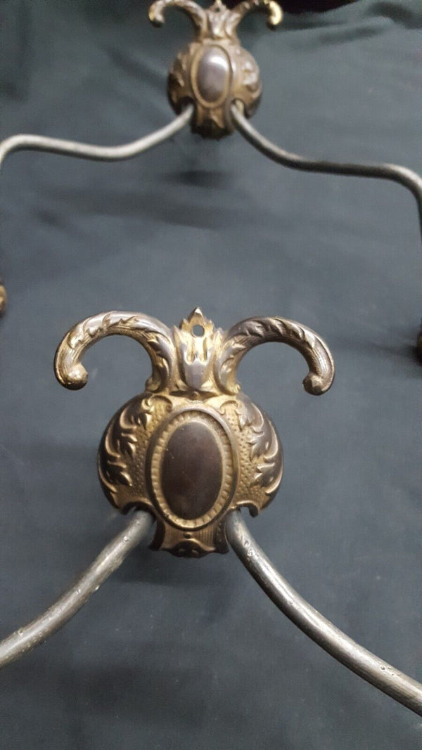 Set of 4 Victorian Solid Brass Double Hall Tree Coat Hooks 12" x 9 1/2" GA2278