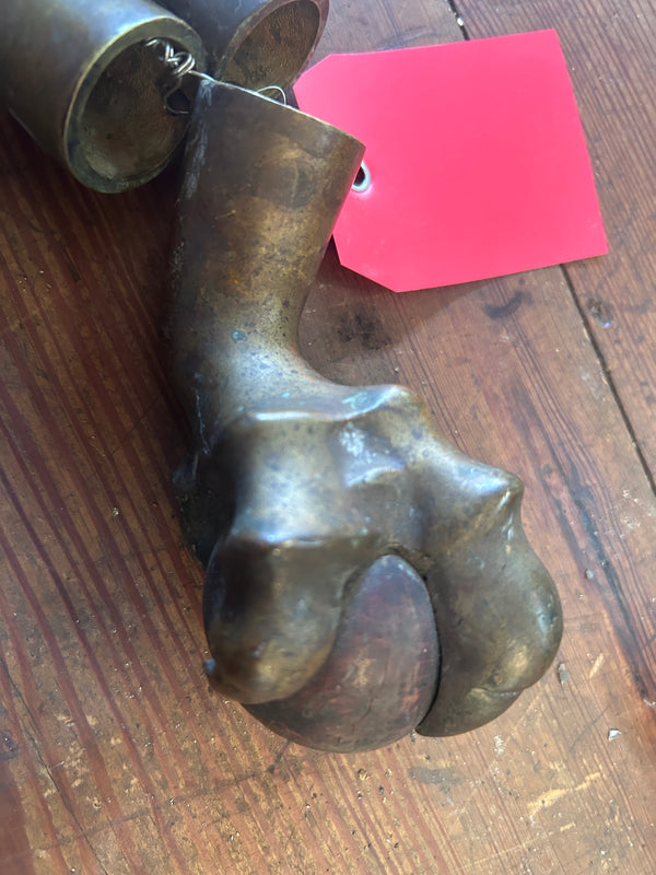 Antique Brass and Wood Piano Stool Feet Set GS010976