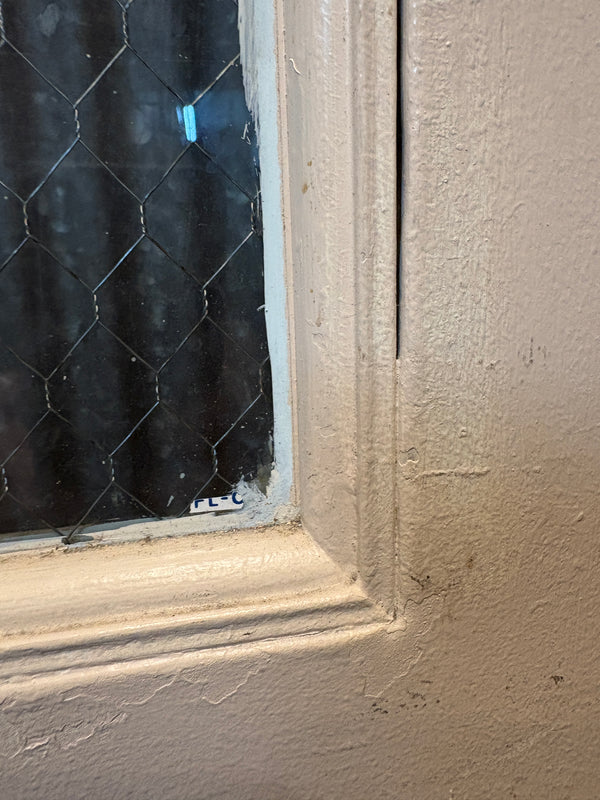 Pair of Steel Cladded Doors w/ Vintage Chicken Wire Glass GS6098