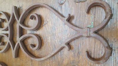 Pair of Cast Iron Scroll & Geometric Design Fence Panel Sections