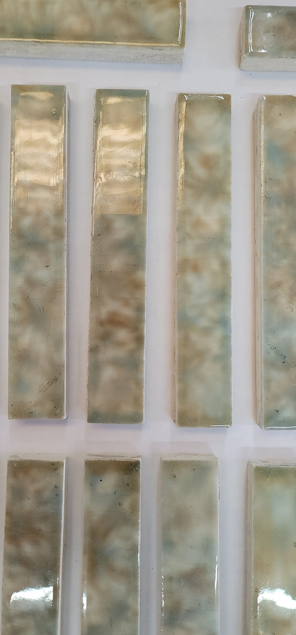 Vintage Lot 49 Trent Co. Pastel Ceramic Glazed Fireplace Tiles 6" x 1" GS00671
